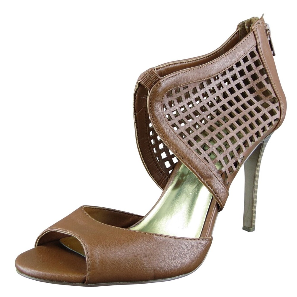 Jessica Simpson Jersee Women Ankle Strap Sandal Shoes Brown Leather Size 8.5 Med